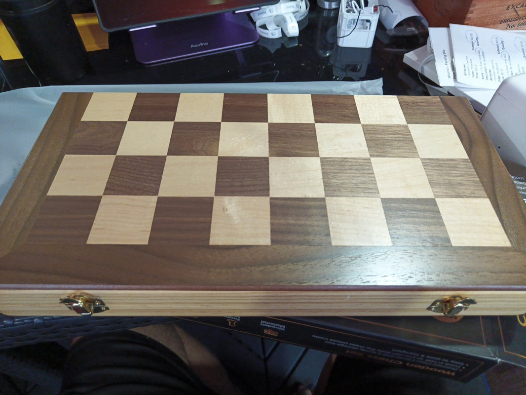 15'' Walnut Chess Set with Storage Board for Adults & Children, 2 Players1