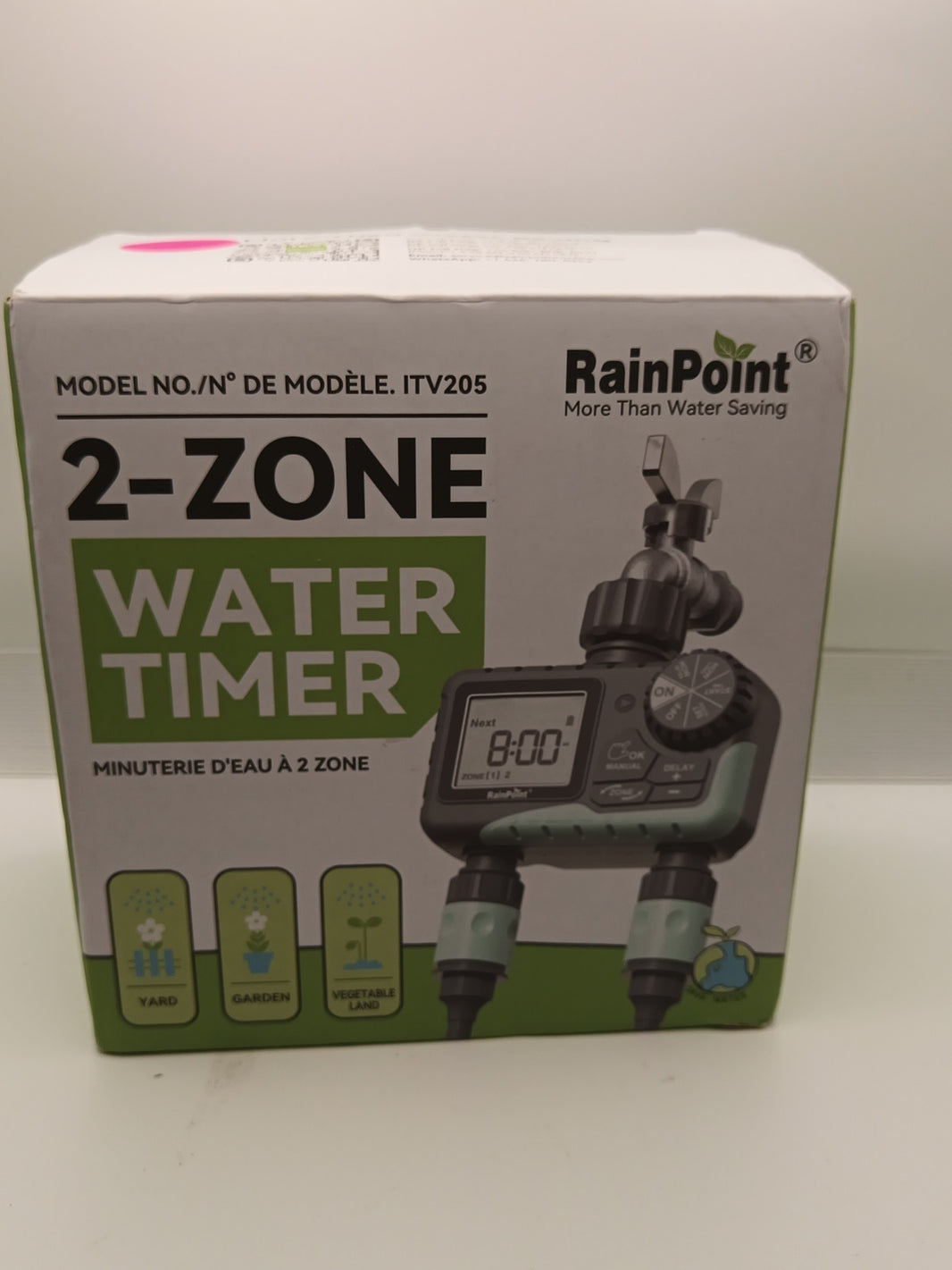 NEW RainPoint Programmable 2 Zone Water Timer - Model Number ITV2050