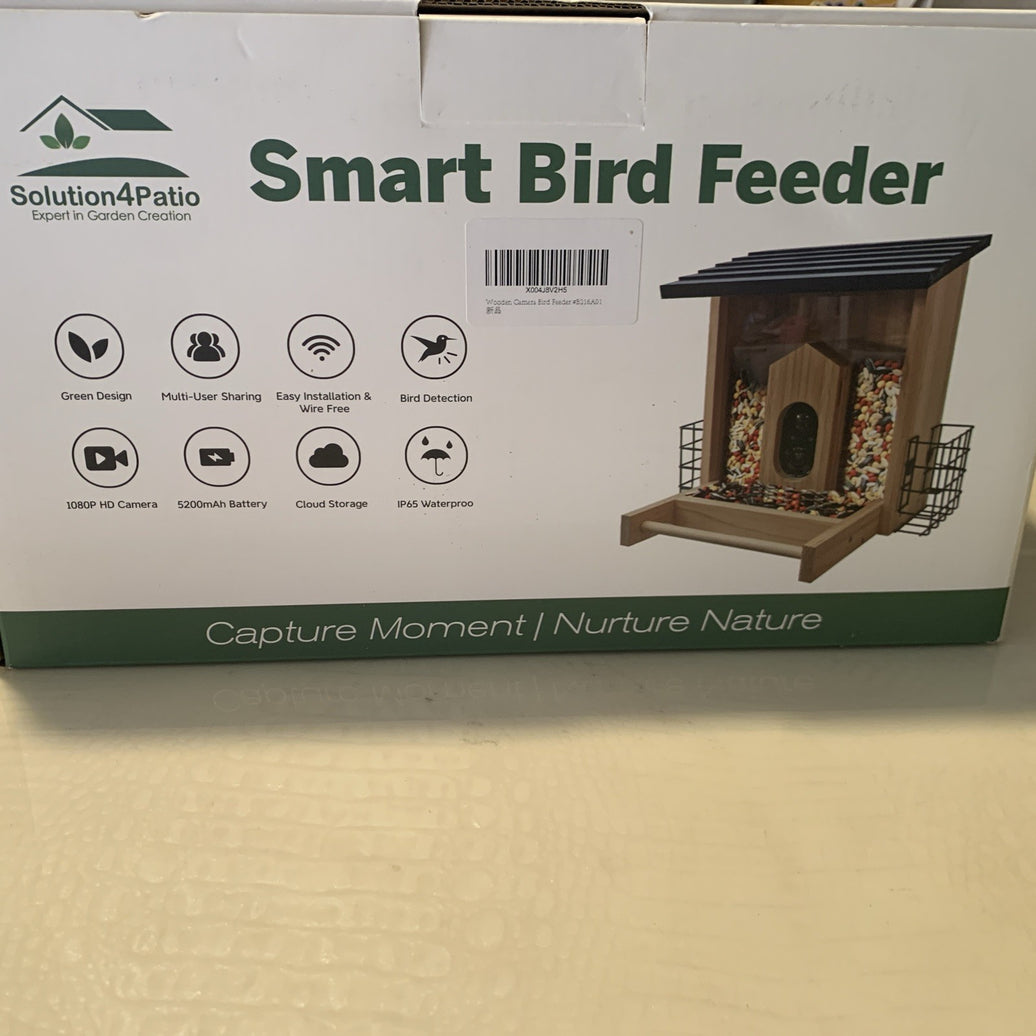 Solution4Patio Smart Bird Feeder AI Bird Identification. Ip65, Solar, HD0