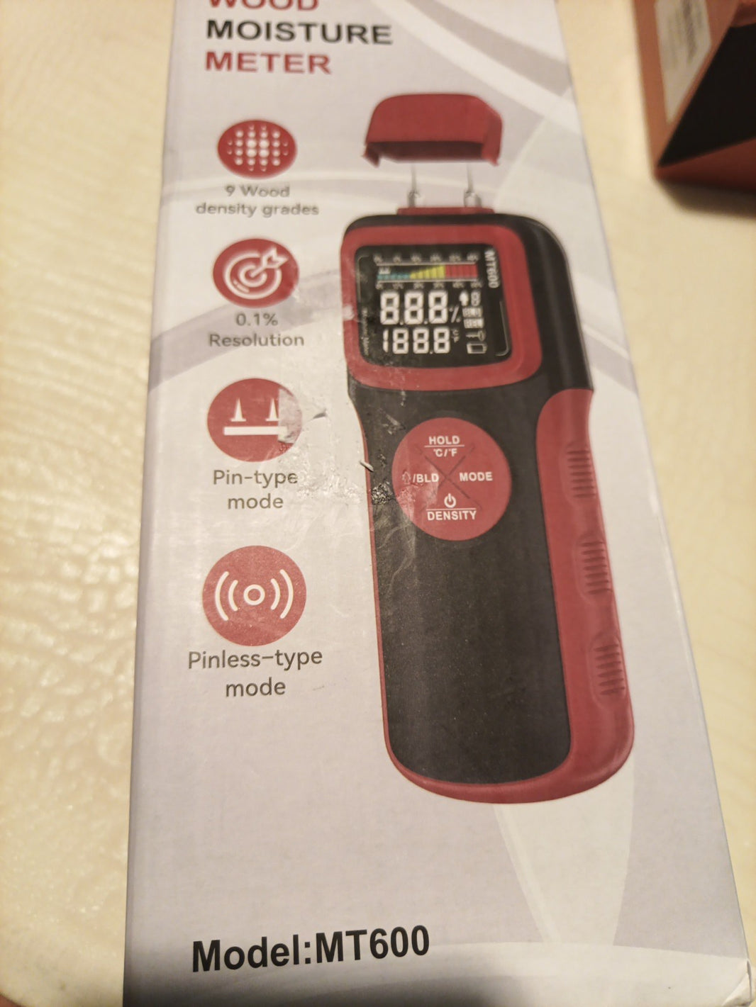Wood Moisture Meters Pin & Pinless 2 In 1 Moisture Detector Backlit Screen _ red0