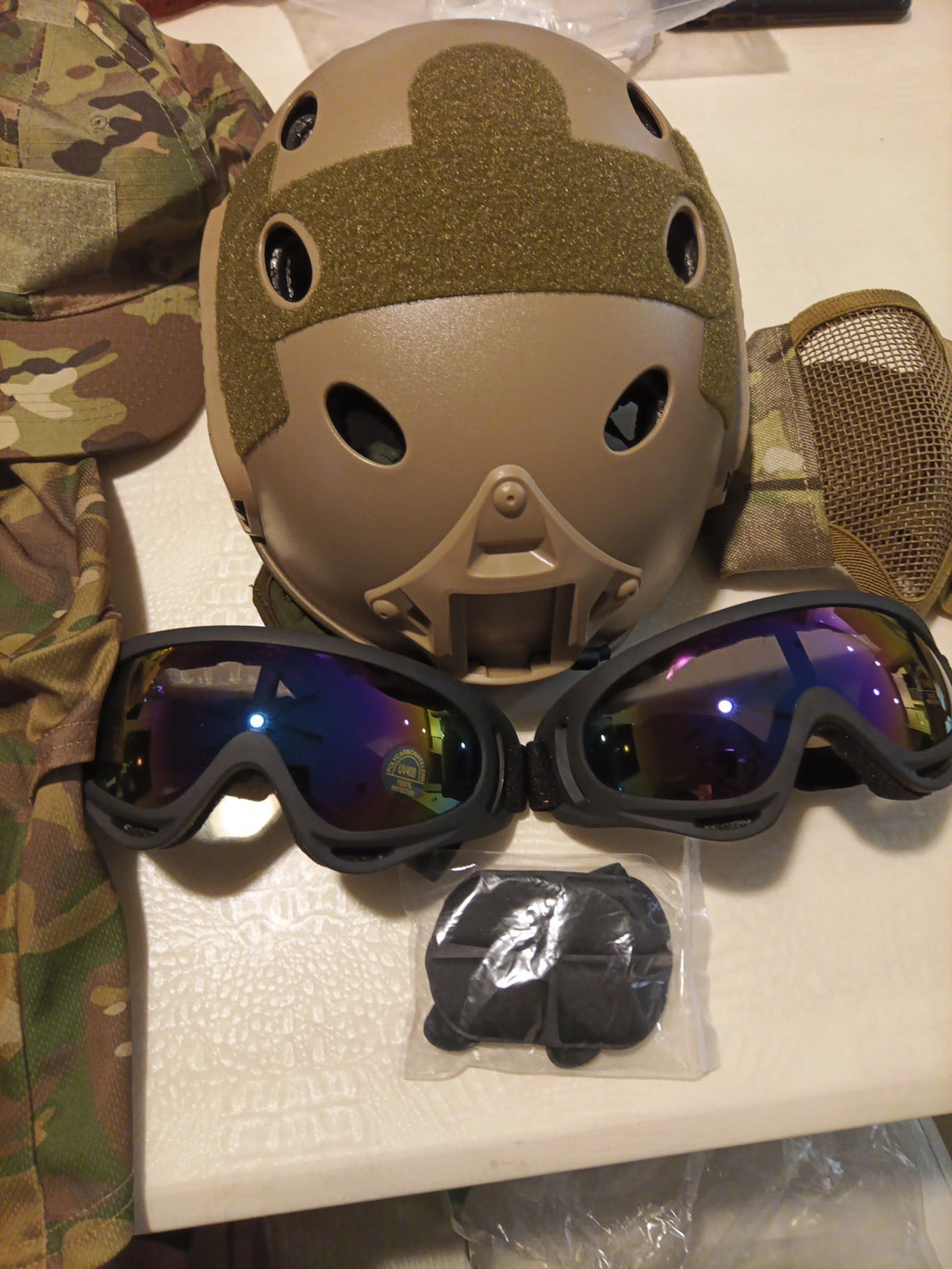Airsoft Ops Core Type, Two Sets Of Googles, Face Mask And Face Cover And BB Hat1