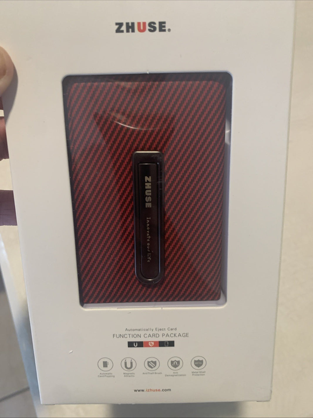 ZHUSE Automatic Pop-Up RFID Blocking Credit Card Holder Metal Wallet red0