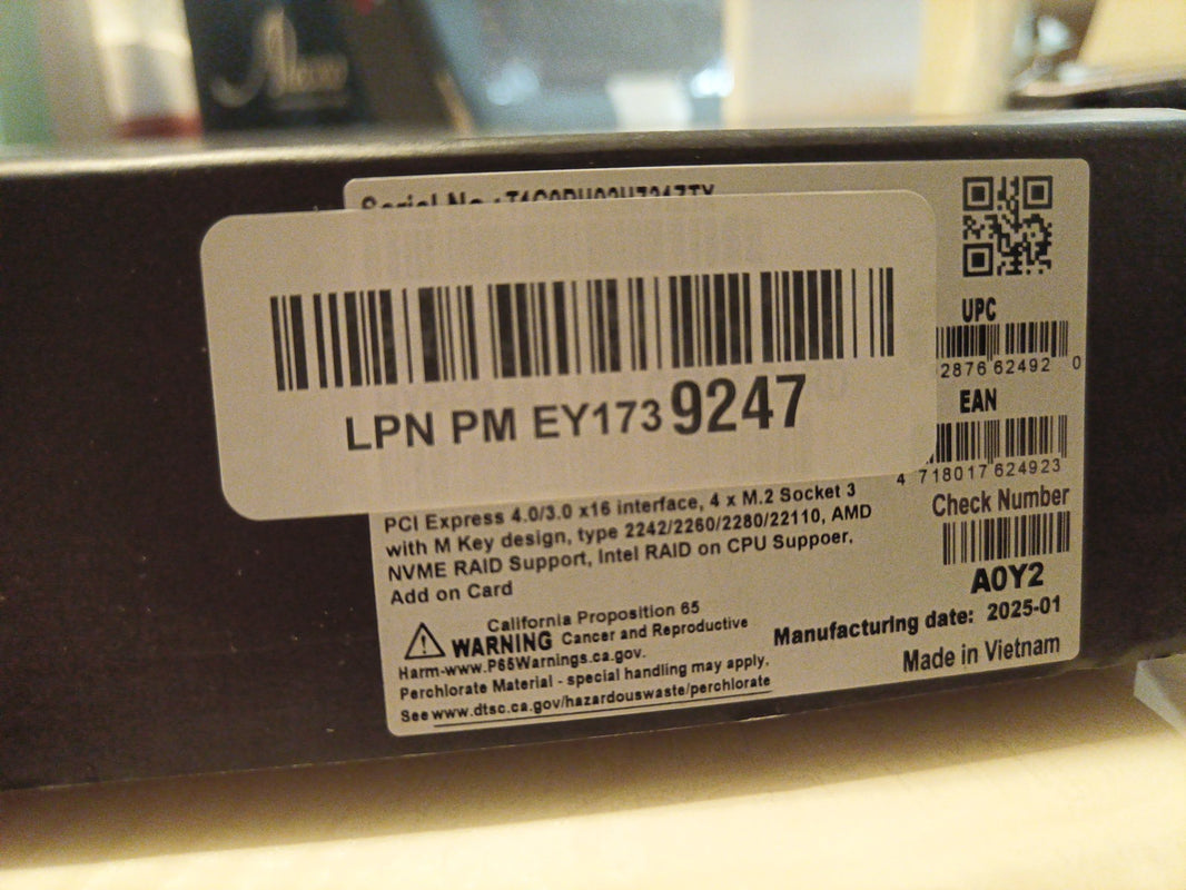 ASUS Hyper M.2 x16 Gen 4 Interface Cards/Adapter Internal - Open Box, New1