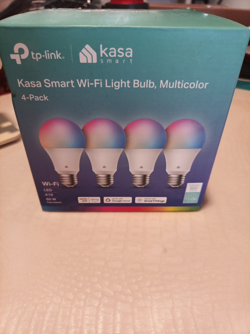 Kasa Smart Wifi Bulbs - Full Color Changing Dimmable A19, 9W 800 Lumens, 4 Pack0