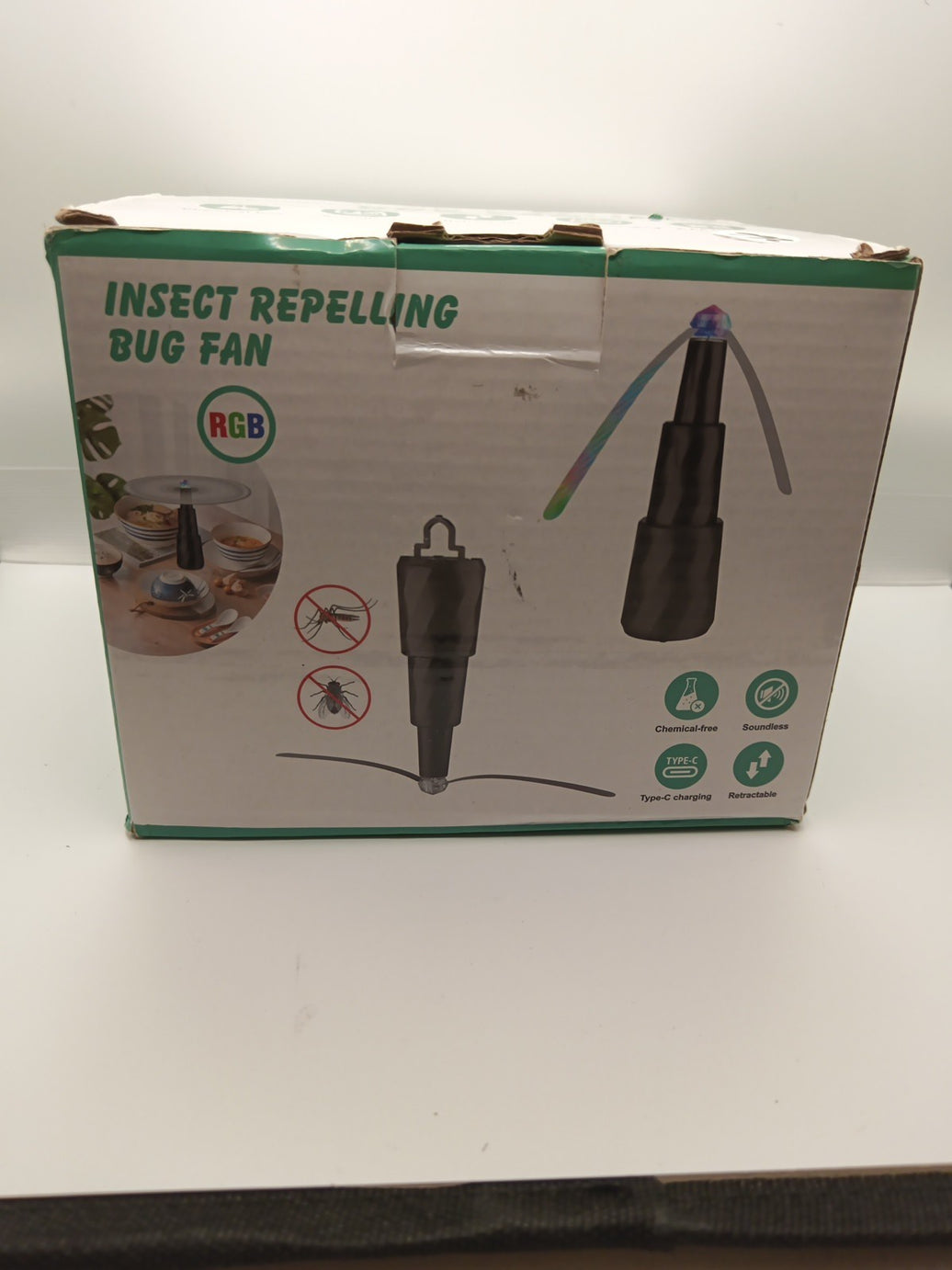 4PCS Bug Fly Repellent Fans for Tables with Holographic Blades and Hanging Hook0