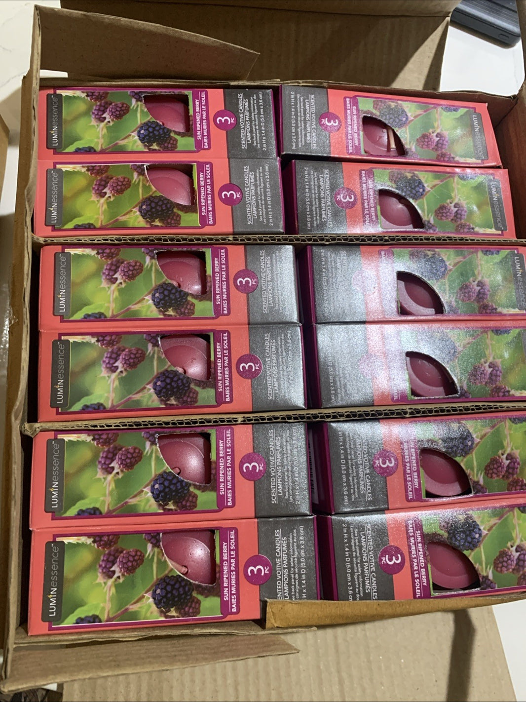 NEW 12 (5pac of 3) Luminessence Scented Votive Candles Sun Ripened Berry 2 inch1