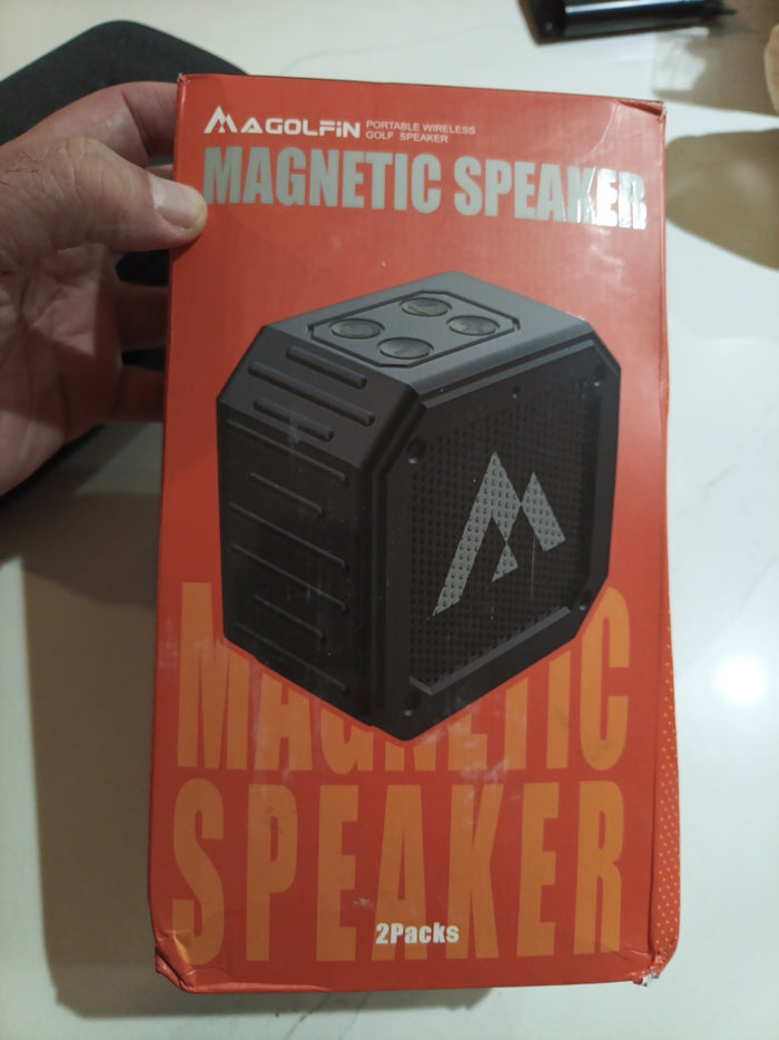 MAgolfin (2) Magnetic Bluetooth Speakers for Golf - W/ Carry Case & Zipper/strap0