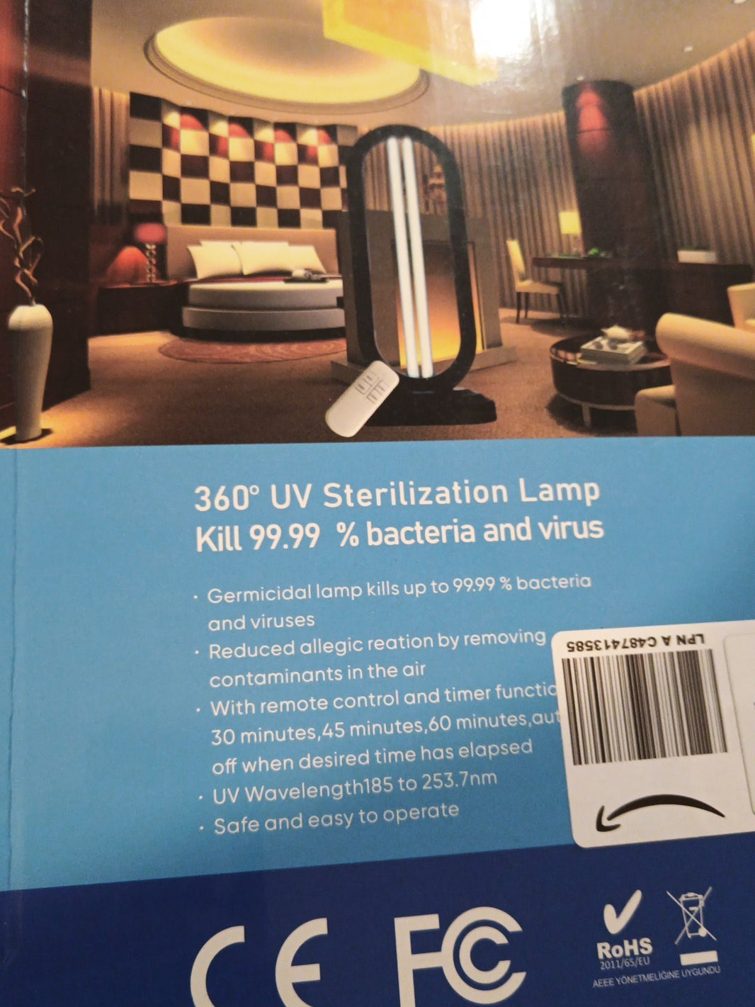 360° UV Sterilization Lamp Kill 99.99% bacteria and virus1