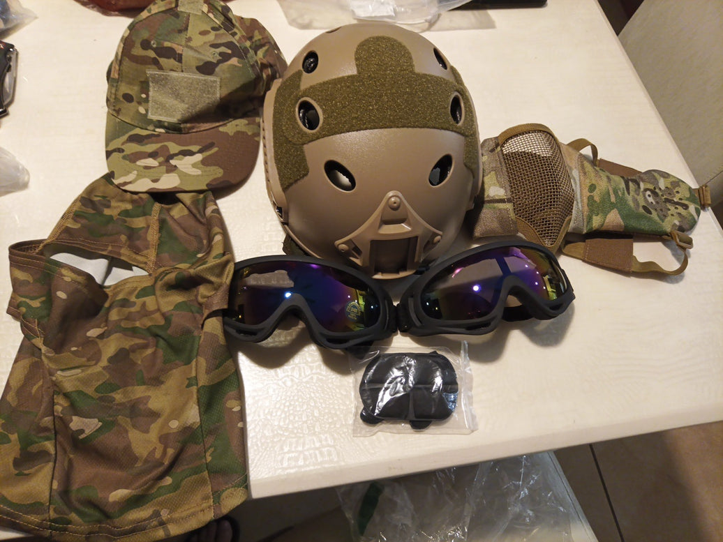 Airsoft Ops Core Type, Two Sets Of Googles, Face Mask And Face Cover And BB Hat0
