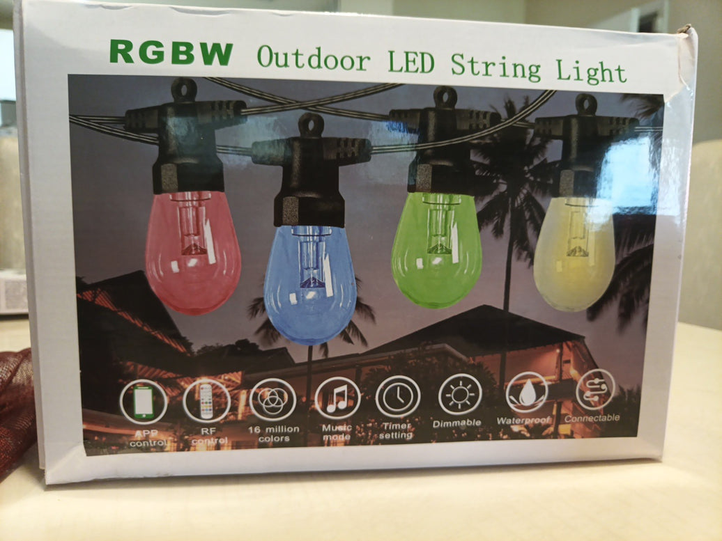 50ft LED String Lights RGBW Patio w/20 Bulbs Backyard Waterproof Color Change AP0