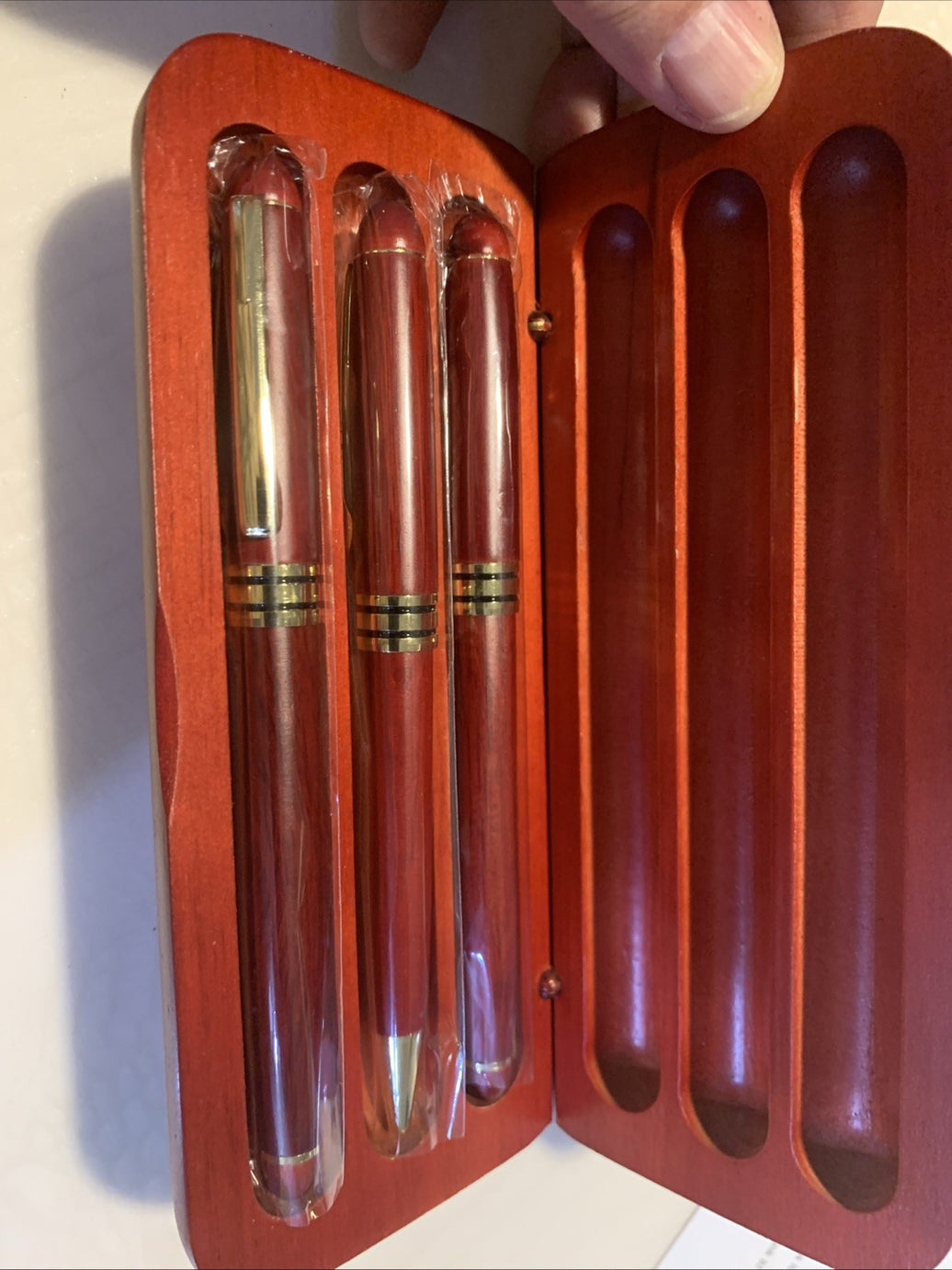 Collectible RoseWood Pen & Wood Case Set of 3 Pens 0