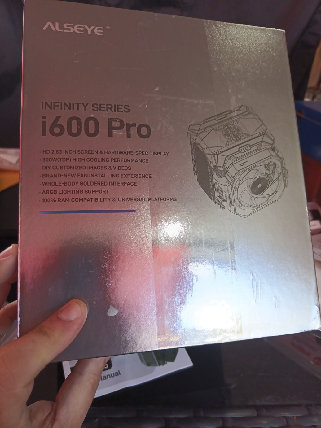 I600 Pro CPU Cooler, HD Display with Temperature, Copper Base. Display Box Broke0