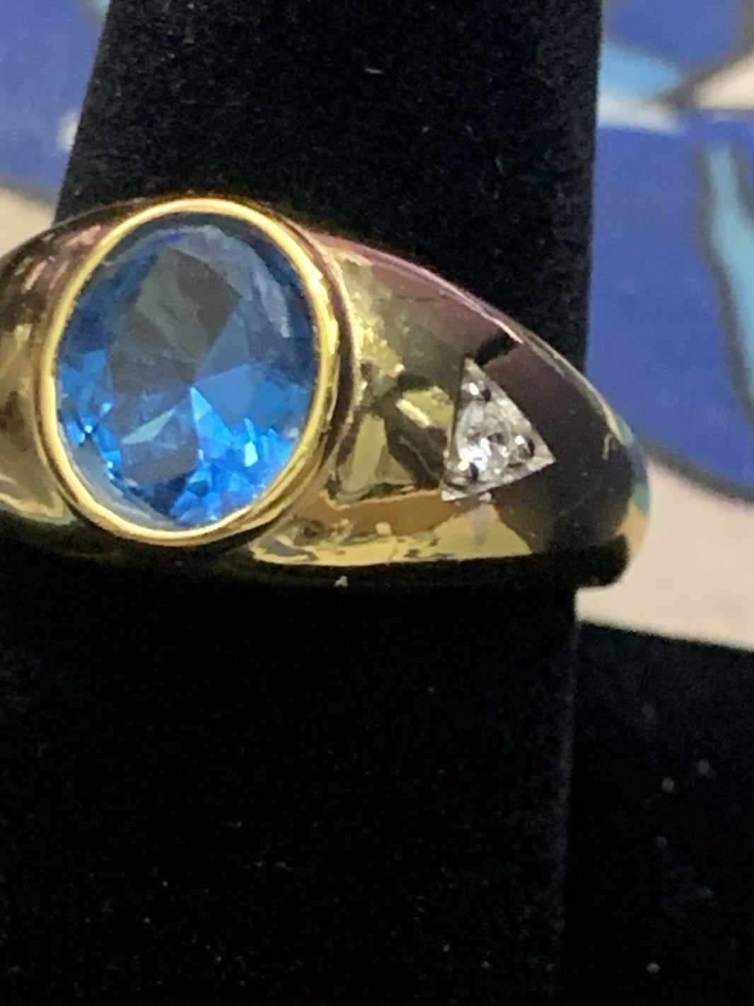 Men’s Ring Size 11, London Blue Topaz, 925 Sterling Silver, Layered In 14k Gold1
