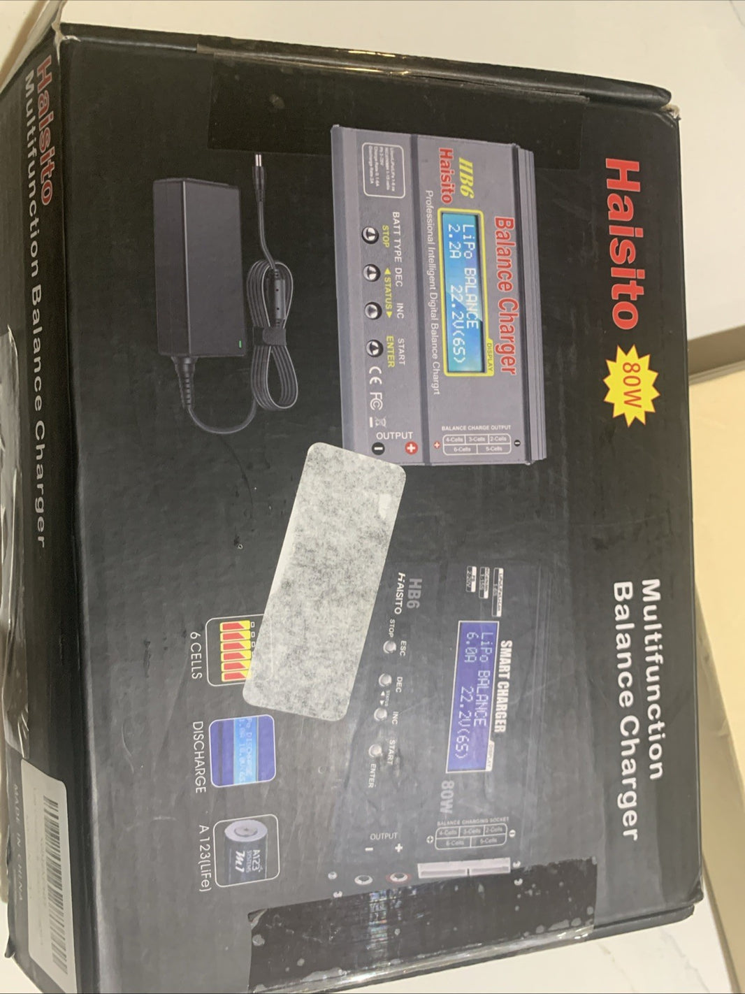 Haisito 80W 6S LiPo Balance Charger, Power Supply Included, Multi-Chemistry0