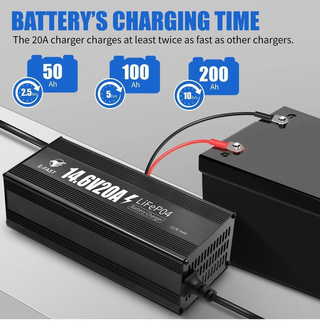 14.6V 20A LiFePO4 Lithium Smart Battery Charger with Anderson Connector1