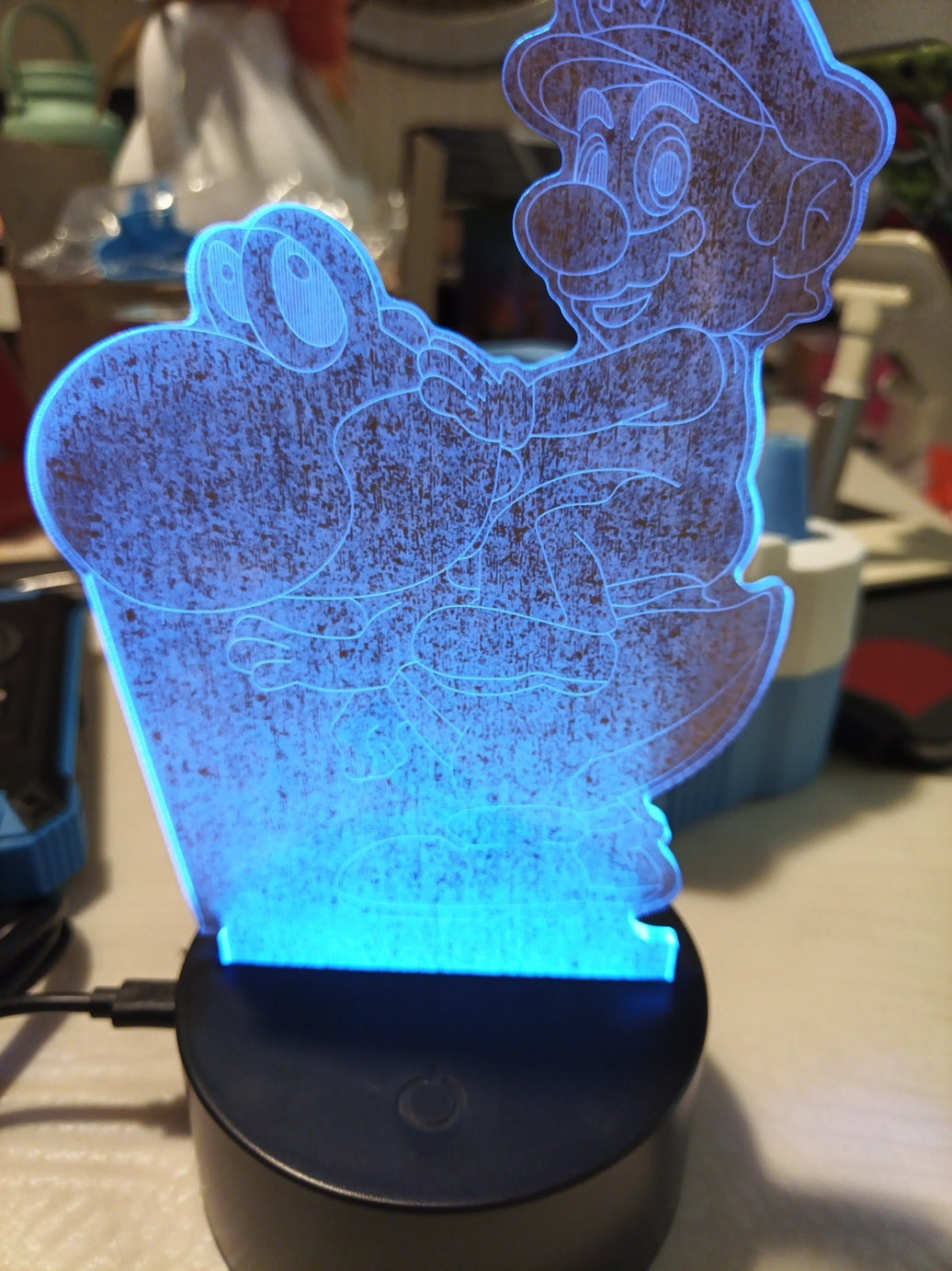 Mario 3D LED Lamp Night Light Seven Color USB or Battery 0