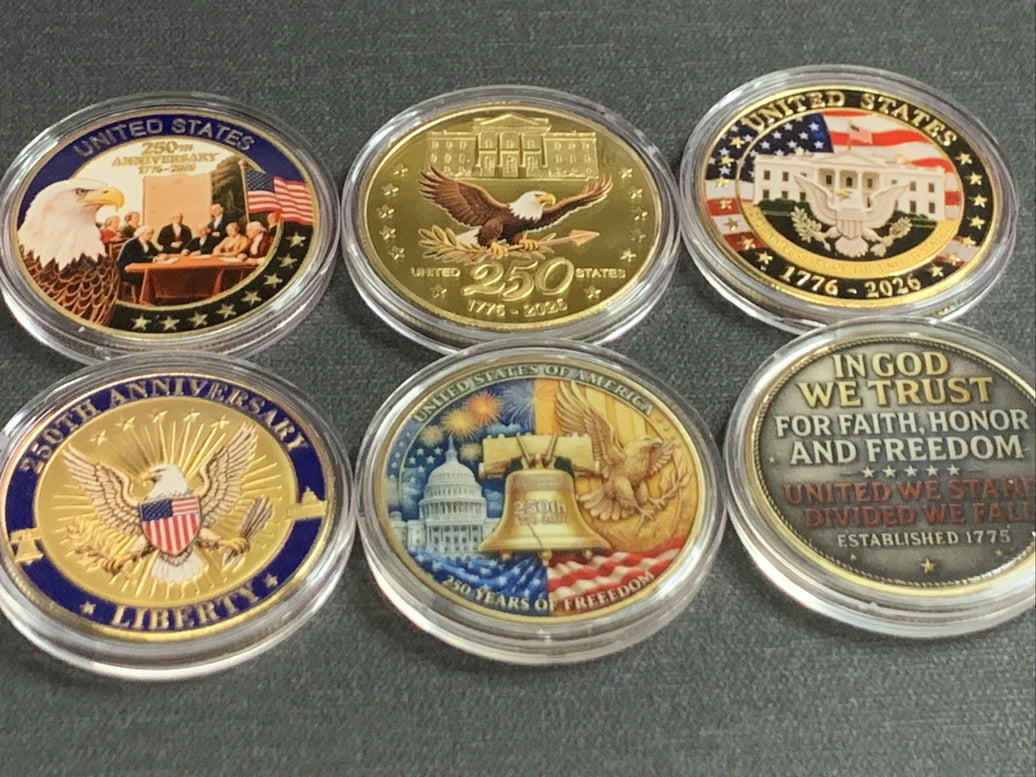 Set Of 6 Different America 250th Anniversary Commemorative Challenge Coin $ave!!0