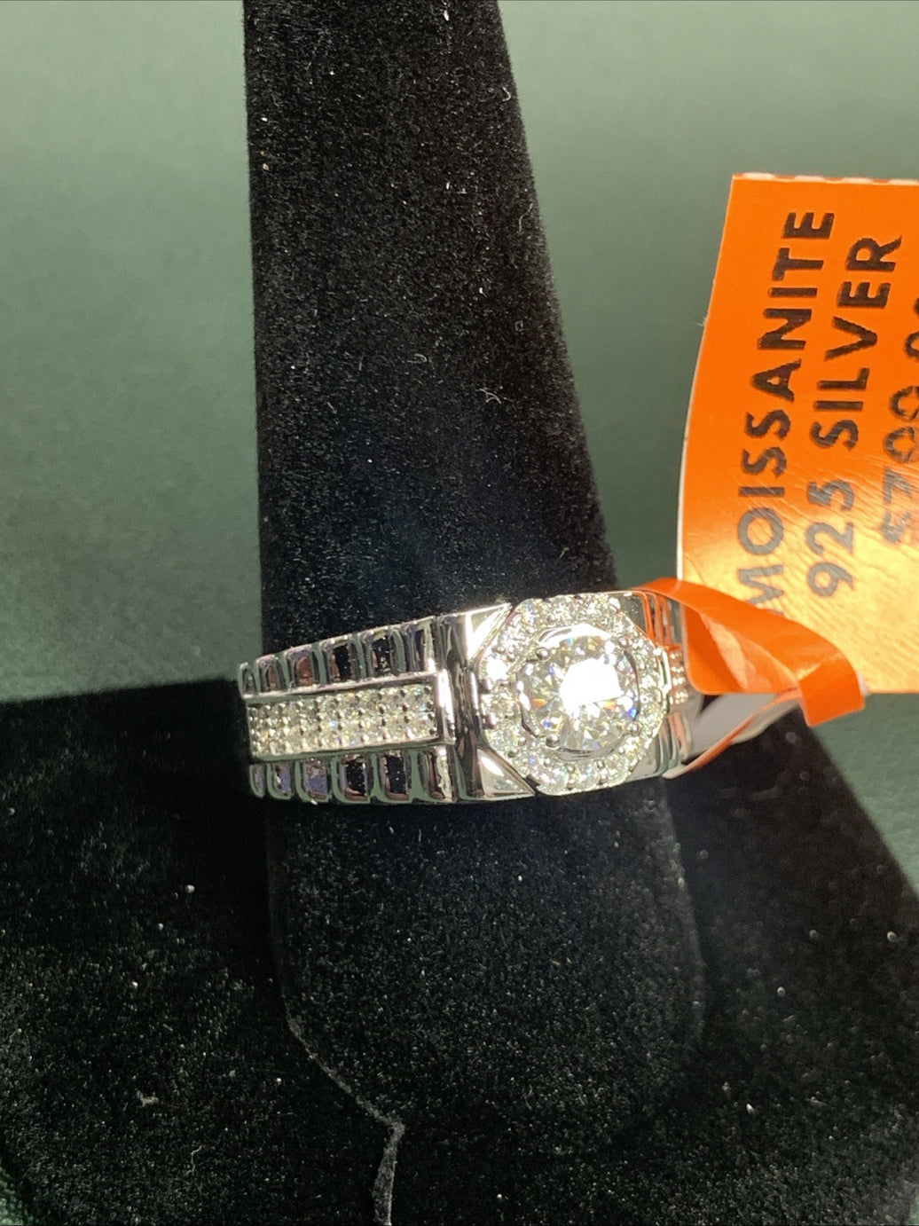 Men’s 925 Sterling Silver Cluster Ring, 2 CTW Of Moissanite. Size 110