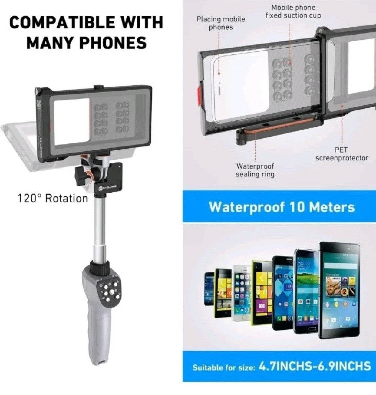 Waterproof Selfie Stick, Extendable Phone Selfie Stick with Wireless Remote S...3