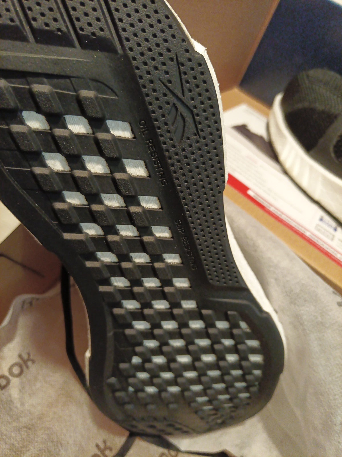 Man's Shoes Reebok Work Fusion Flexweave Cage Composite Toe, Black/White Size 9W14