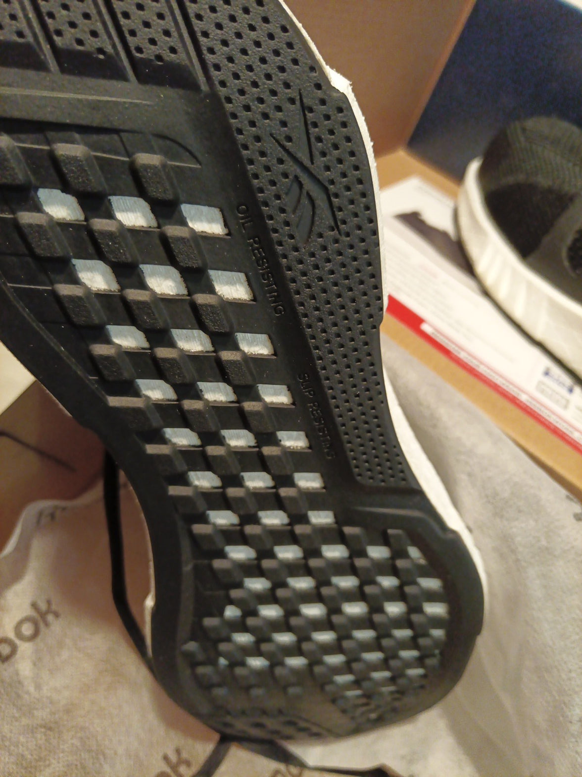 Man's Shoes Reebok Work Fusion Flexweave Cage Composite Toe, Black/White Size 9W14