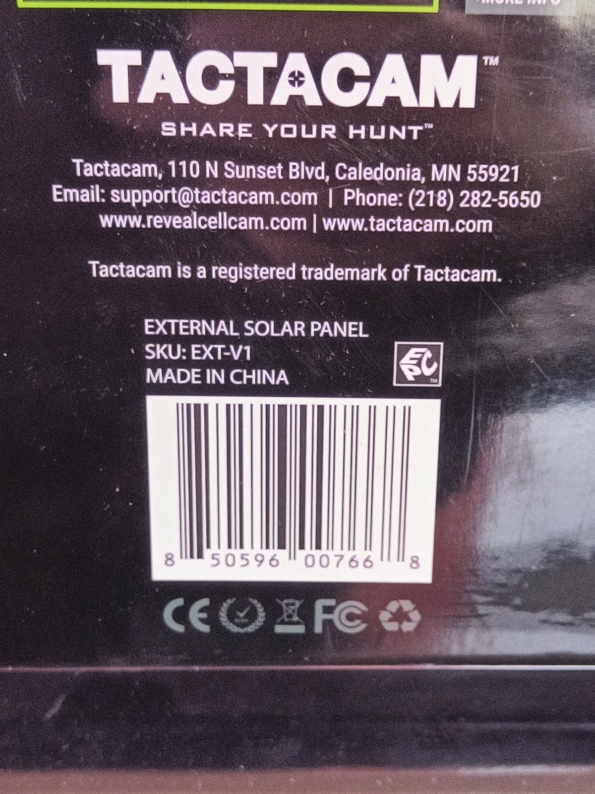Tactacam Solar Panel for Cellular Security Camera Reveal  EXT-V15