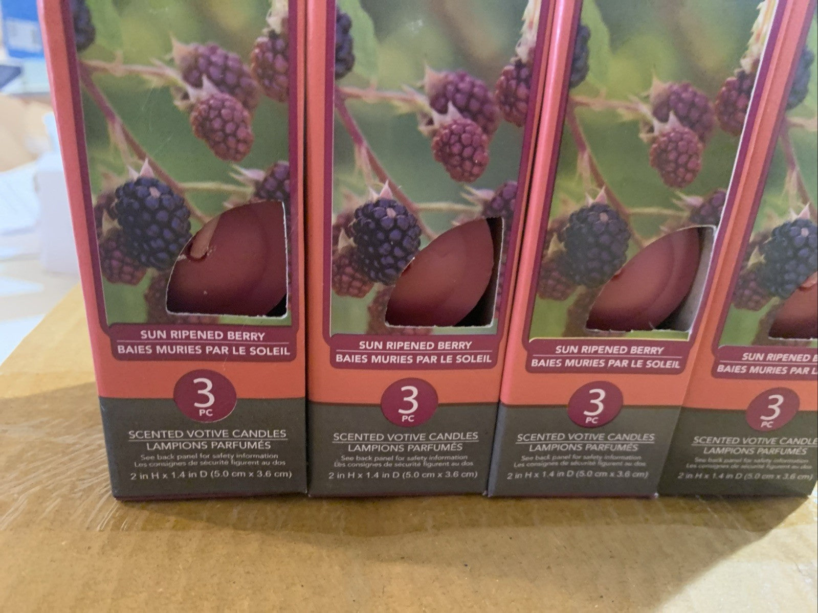 NEW 12 (5pac of 3) Luminessence Scented Votive Candles Sun Ripened Berry 2 inch2