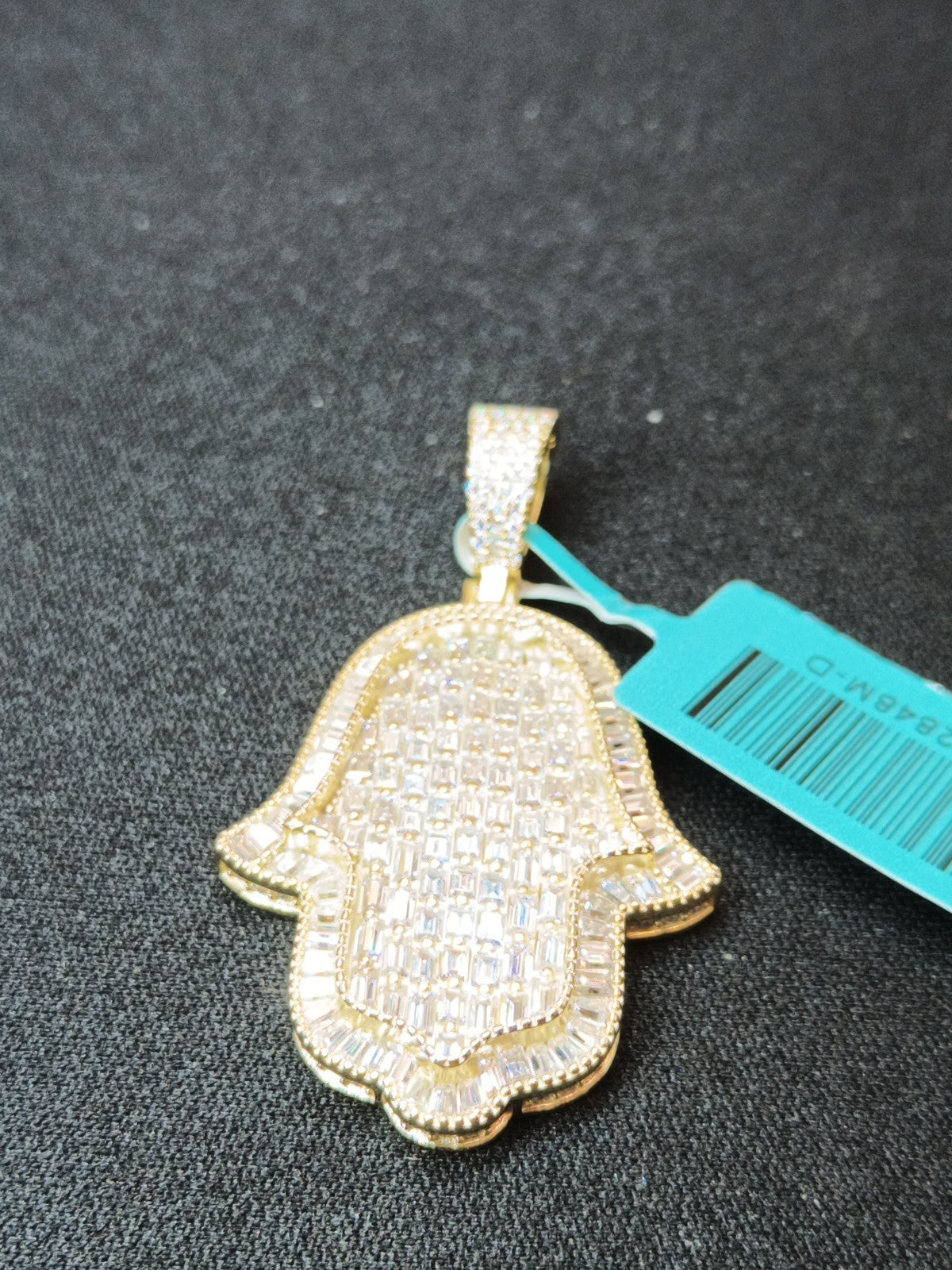 925 Sterling Silver Hamsa Pendant With 5.58 ctw Lab Grown Diamond Layered 14K0