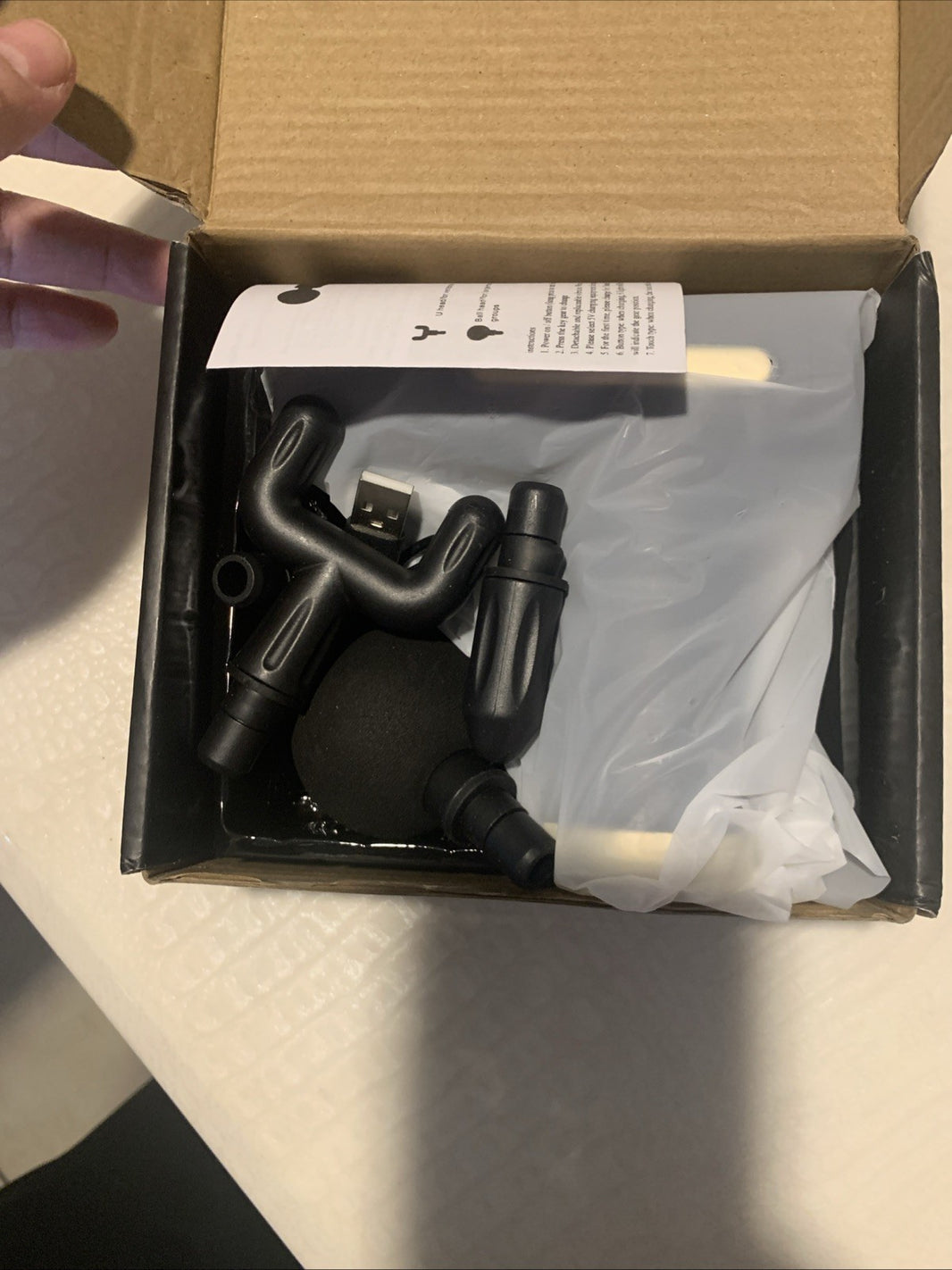 Cordless Handheld Massage Gun, 4 Heads, Rechargeable, Silver/Black, Full Body1