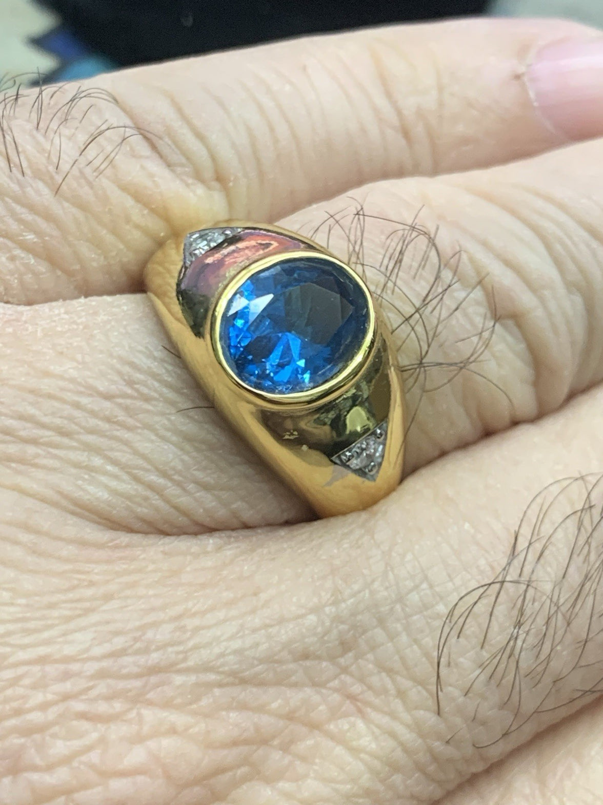 Men’s Ring Size 11, London Blue Topaz, 925 Sterling Silver, Layered In 14k Gold2
