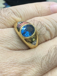 Men’s Ring Size 11, London Blue Topaz, 925 Sterling Silver, Layered In 14k Gold2