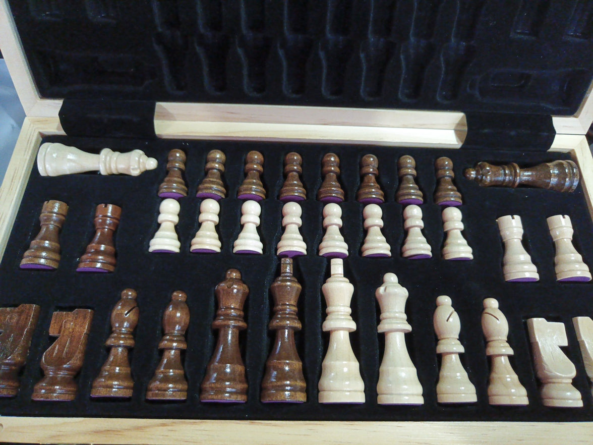 15'' Walnut Chess Set with Storage Board for Adults & Children, 2 Players3