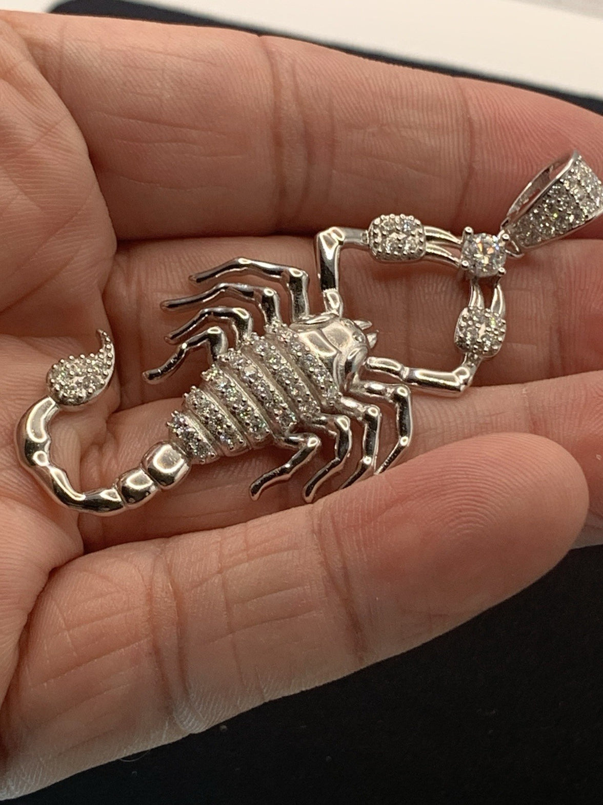 SCORPION CHARM | 3 CTW VVS D MOISSANITE Solid Sterling Silver 925. Weight .36 Oz10