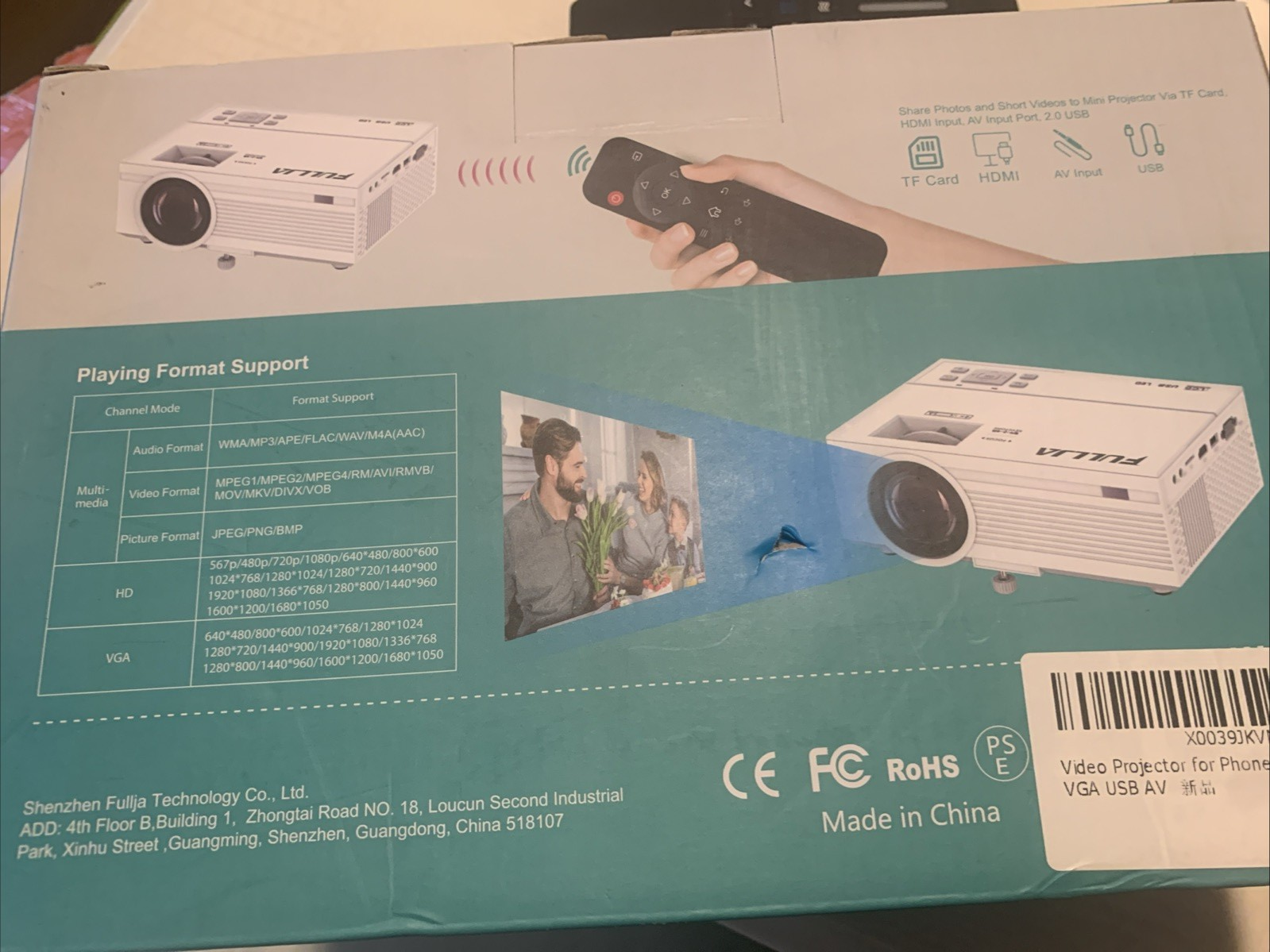 Fullja Mini Projector HD HDMI USB AV Home Theater Portable Video Projector3