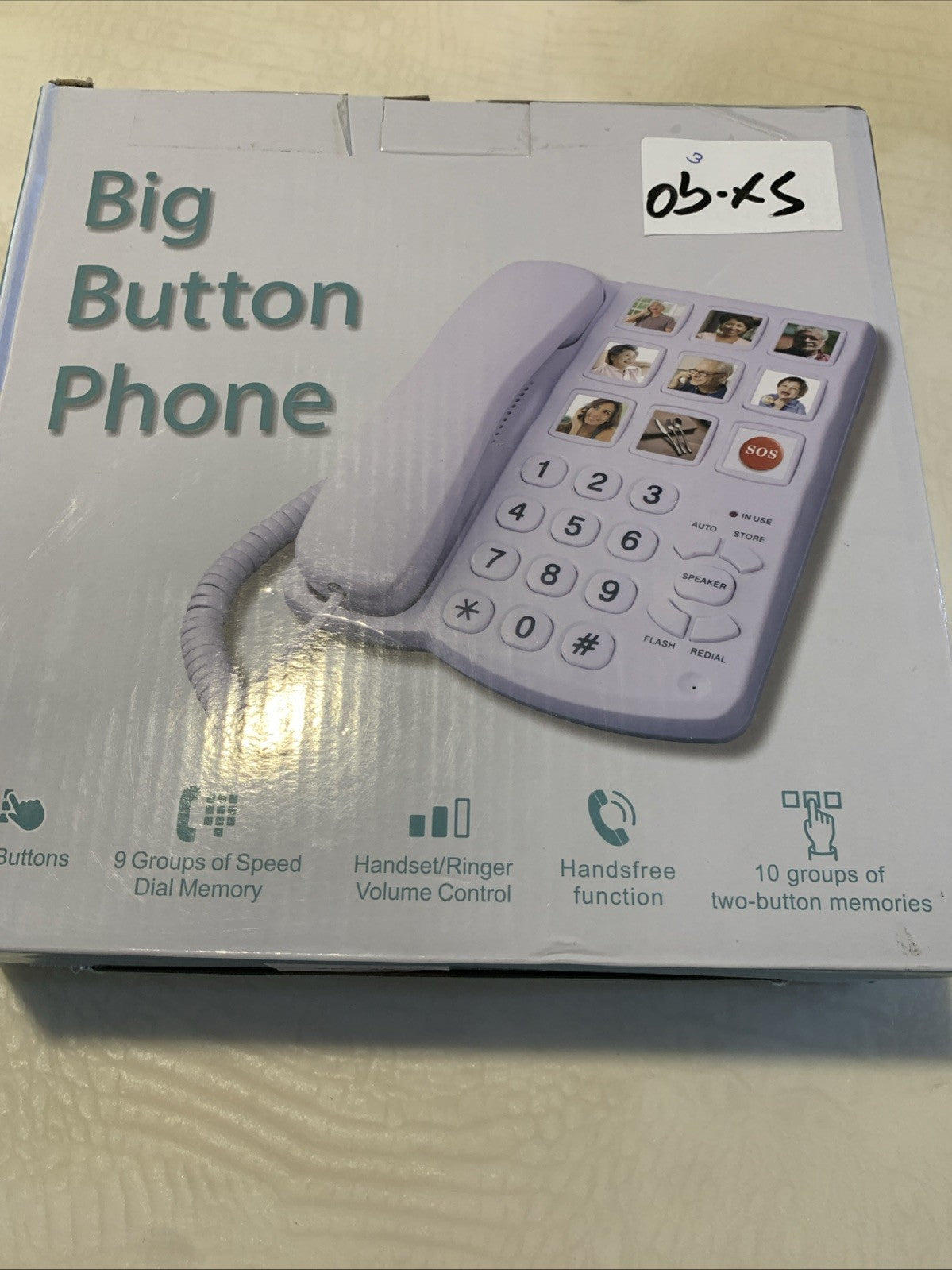 BIG BUTTON PHONE FOR SENIORS CORDED LANDLINE 9 SPEED DIAL Extra Load Ringer0
