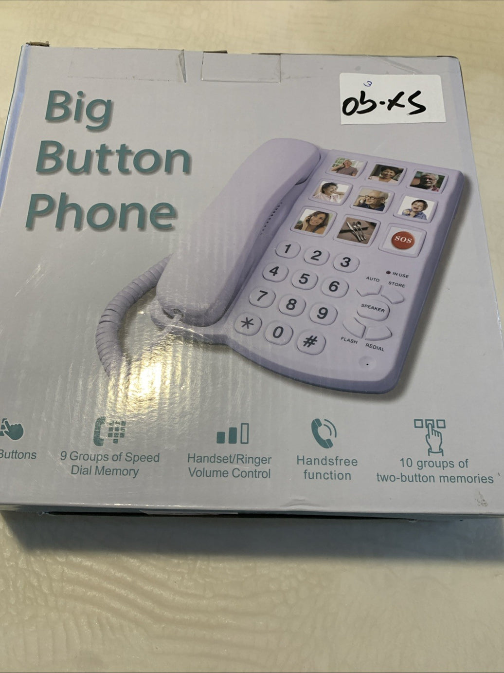 BIG BUTTON PHONE FOR SENIORS CORDED LANDLINE 9 SPEED DIAL Extra Load Ringer0