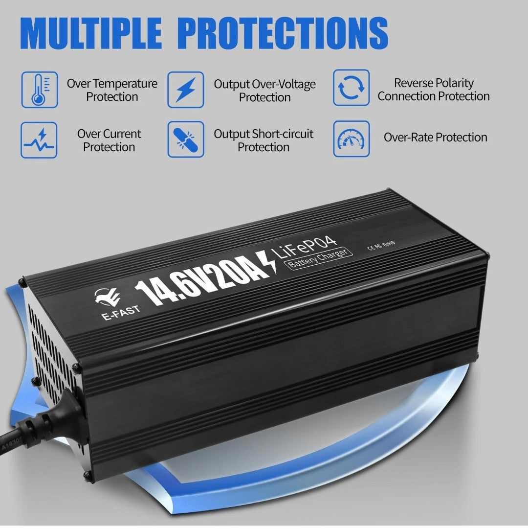 14.6V 20A LiFePO4 Lithium Smart Battery Charger with Anderson Connector2