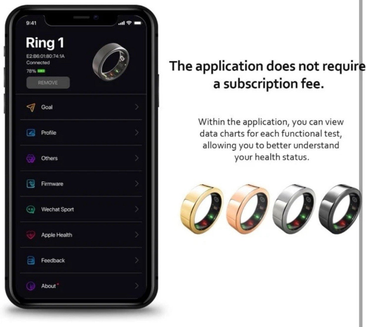 AMOVAN FIT Smart Ring – Gold - Size 10 Ceramic Fitness Tracker, Heart Rate Etc7
