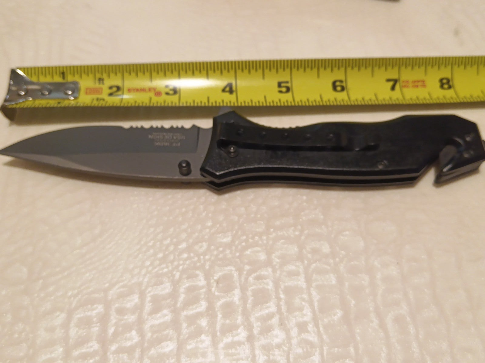 Black Power Ranger Pocket Knife Spring Assisted EDC Blade, Glass Breaker & Seatb6
