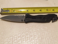 Black Power Ranger Pocket Knife Spring Assisted EDC Blade, Glass Breaker & Seatb6