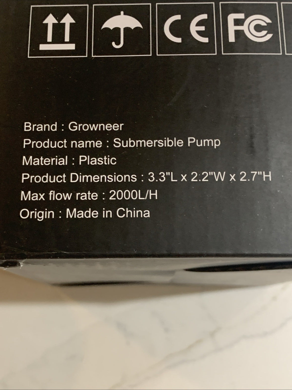 GROWNEER 550GPH Submersible Pump 30W Ultra Quiet - Black - Open Box2