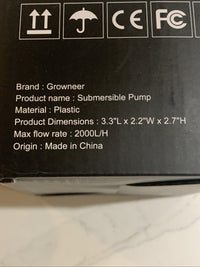 GROWNEER 550GPH Submersible Pump 30W Ultra Quiet - Black - Open Box2