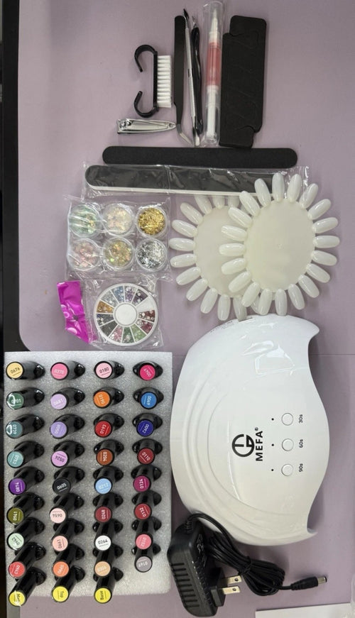 MEFA 60 Pcs Gel Nail Polish Kit with U V Light, 32 Colors All Seasons Soak Off
