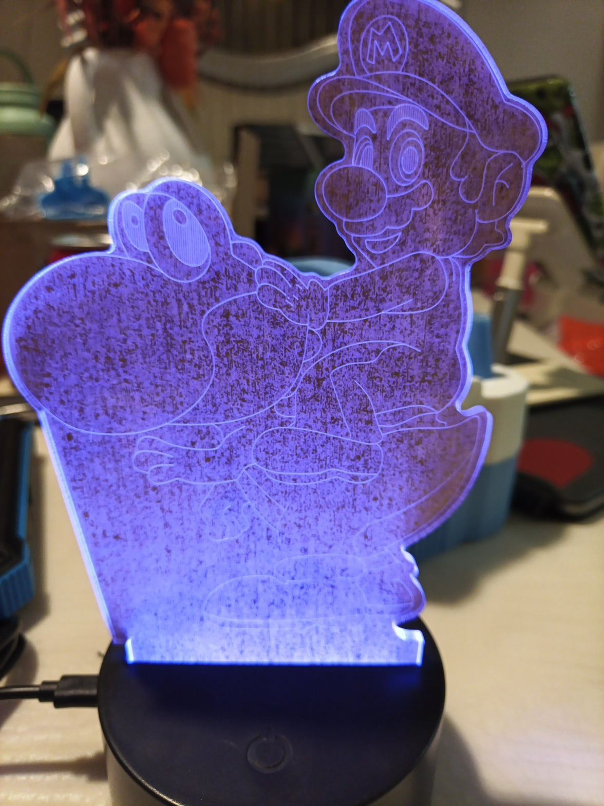 Mario 3D LED Lamp Night Light Seven Color USB or Battery 5