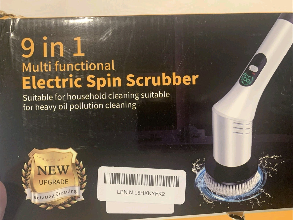 9 In 1 Electric Cleaning Spin Scrubber JY-701230W Brush W/ LCD Digital Display0