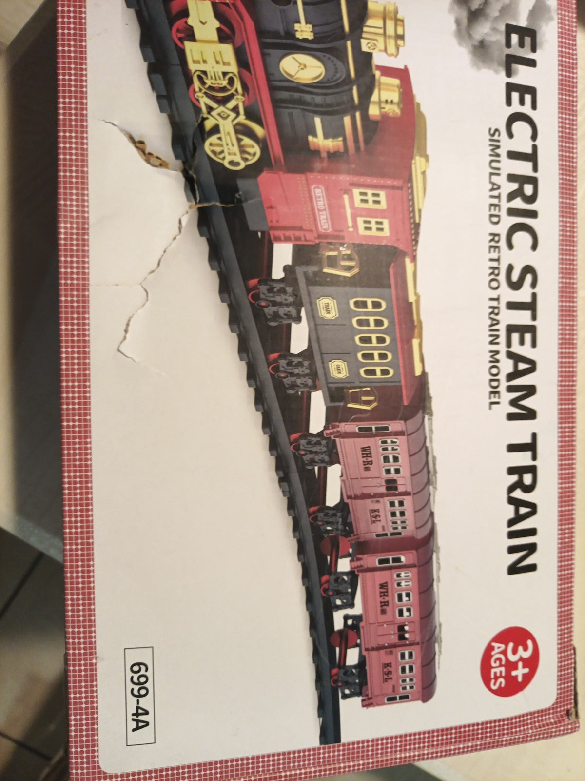 Temi Train Set Electric Steam Locomotive Engine Cargo Car Track Battery Operated2