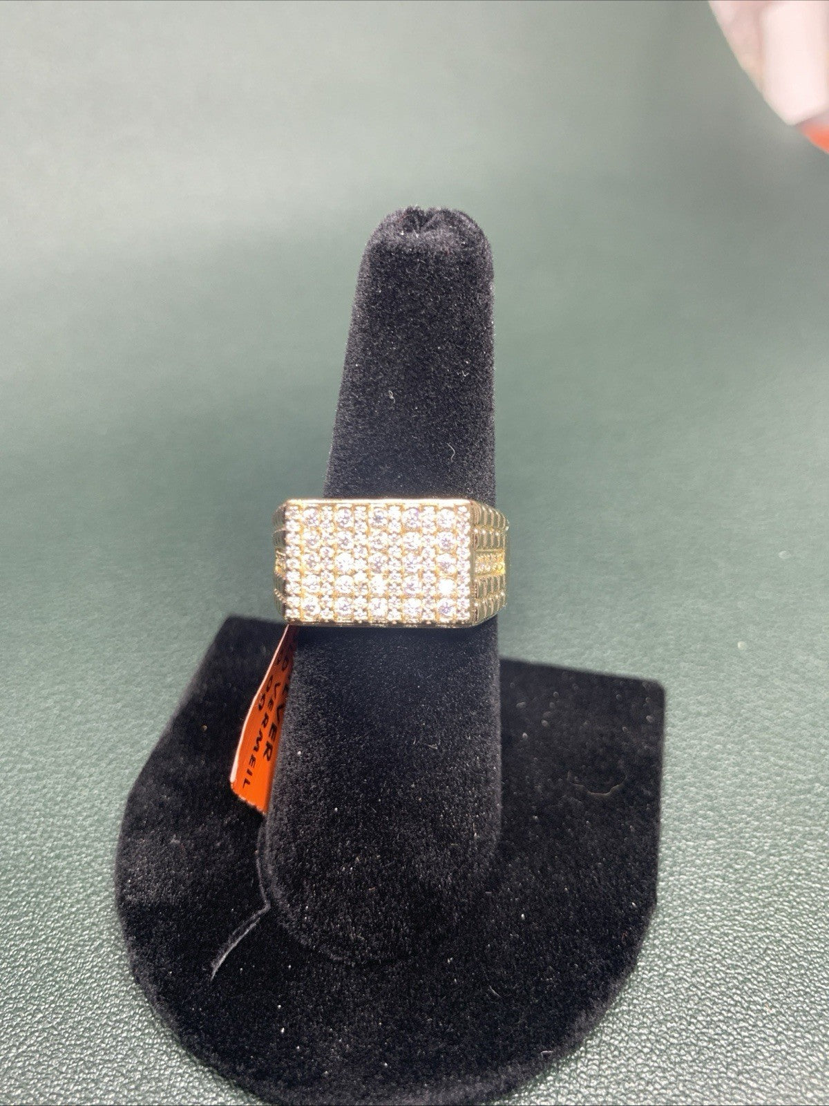 Men's Sterling Silver Over 18k Gold Vermeil Plated S 10, Man Made Diamonds 1ctw7