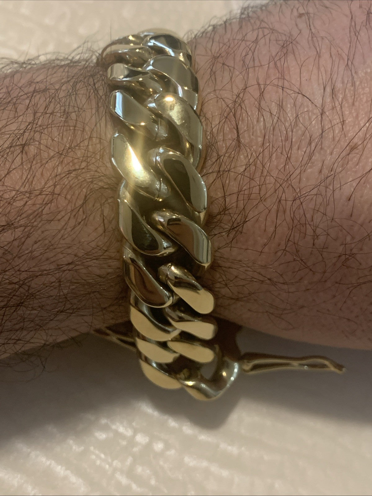 Cuban Link Chain 14k Gold-Plated 22-inch 18 mm & Bracelet 8.5”  18 mm, SS7