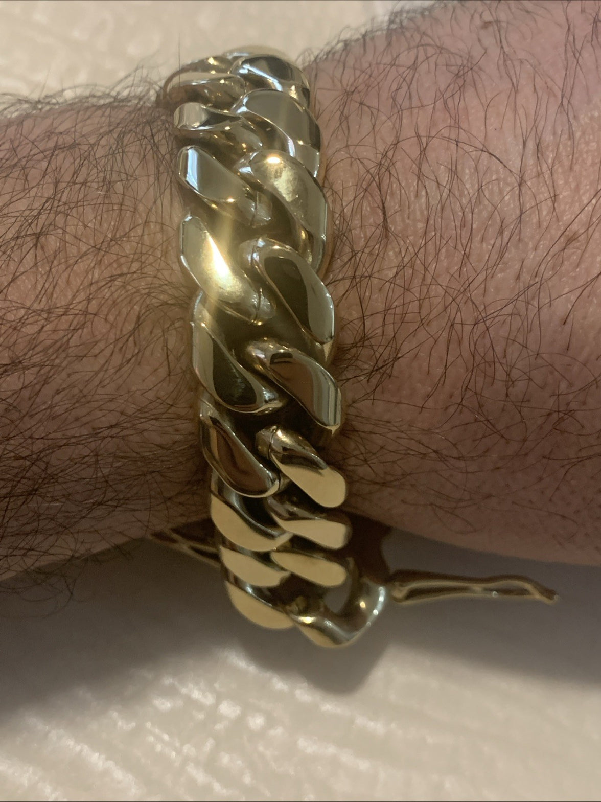 Cuban Link Chain 14k Gold-Plated 22-inch 18 mm & Bracelet 8.5”  18 mm, SS7