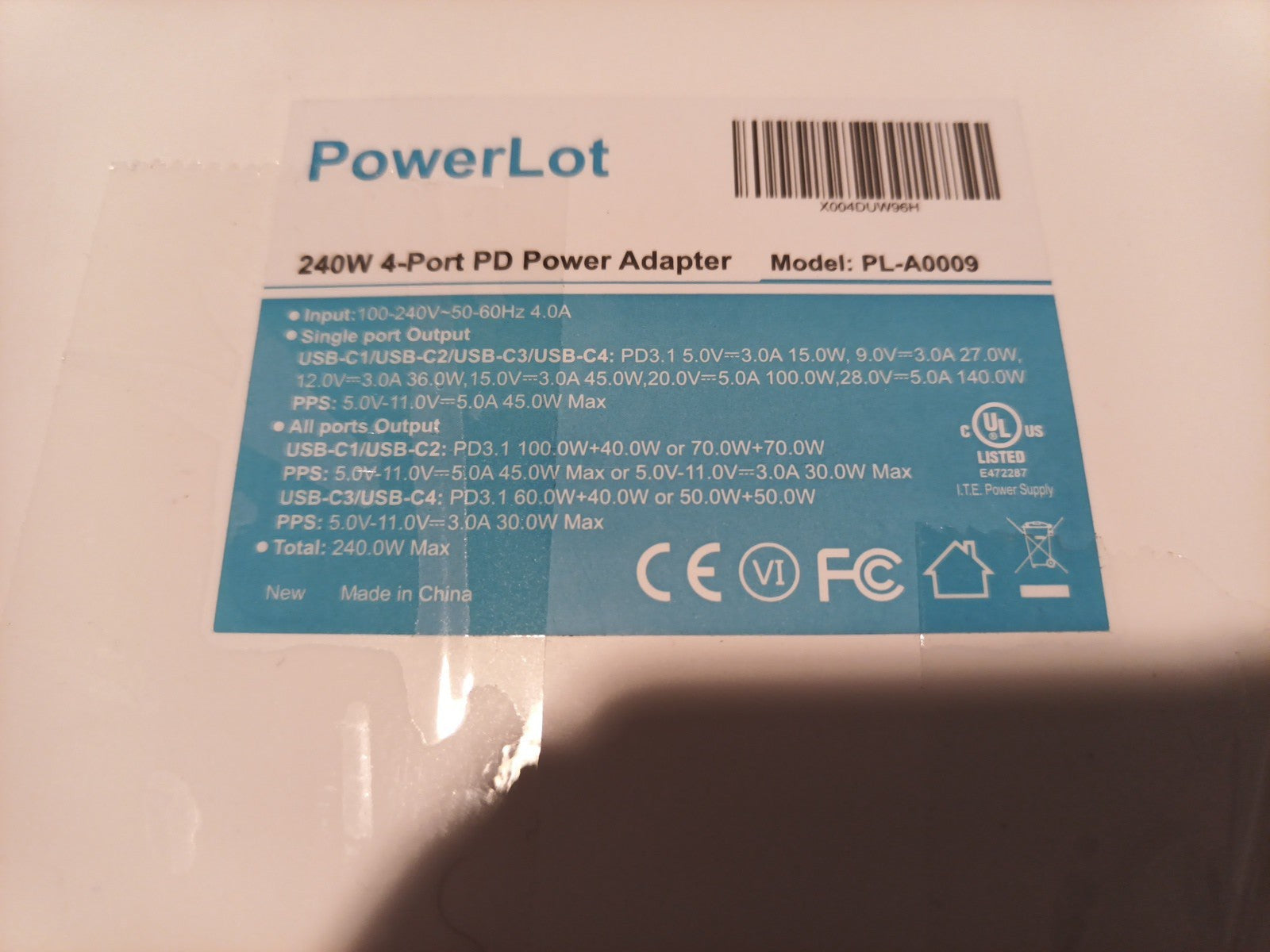 PowerLot Power Station 240W 4-port PD Power Adapter Fast Charge USB C1